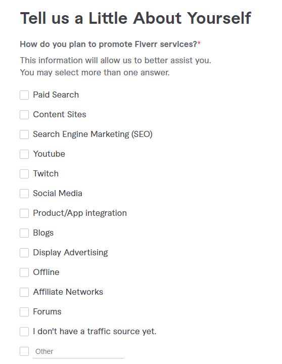 Fiverr affiliate program sign up