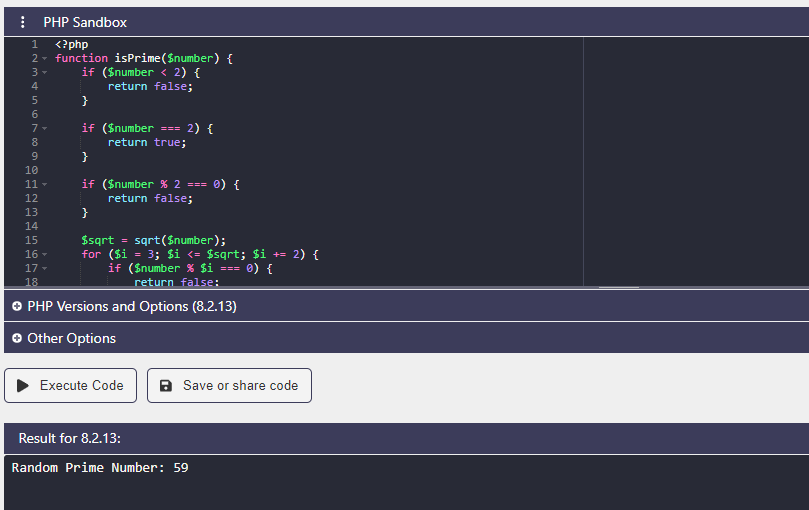 PHP random prime number generator